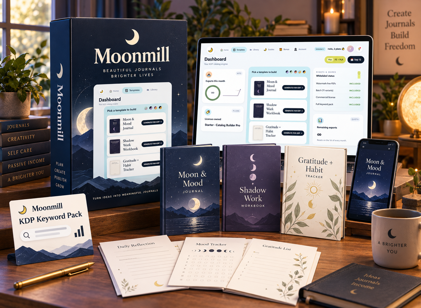 Moonmill complete product ecosystem mockup